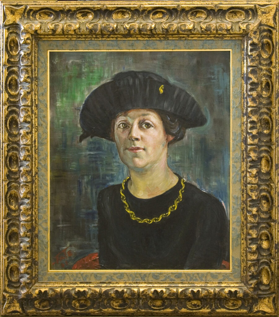 Impressionistic painted portrait with thick frame
